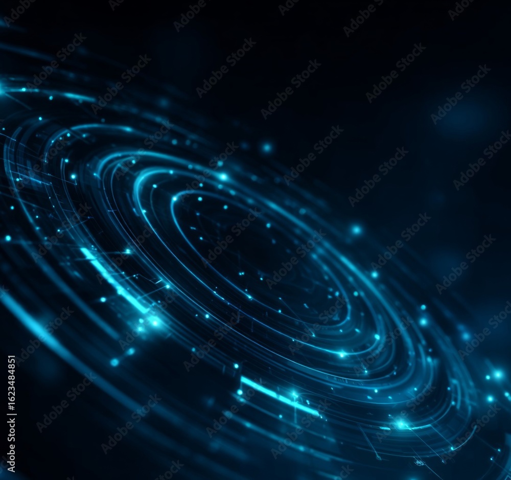 Aufkleber abstract tech galaxy: an ethereal, digital galaxy of interconnected data points and shimmering light