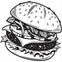 burger in a black hat