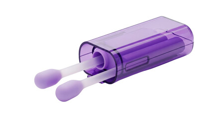 Reusable cotton swabs in a purple travel case
