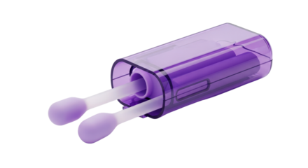 Reusable cotton swabs in a purple travel case
