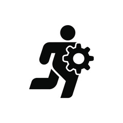 Man with gear silhouette for efficiency and productivity