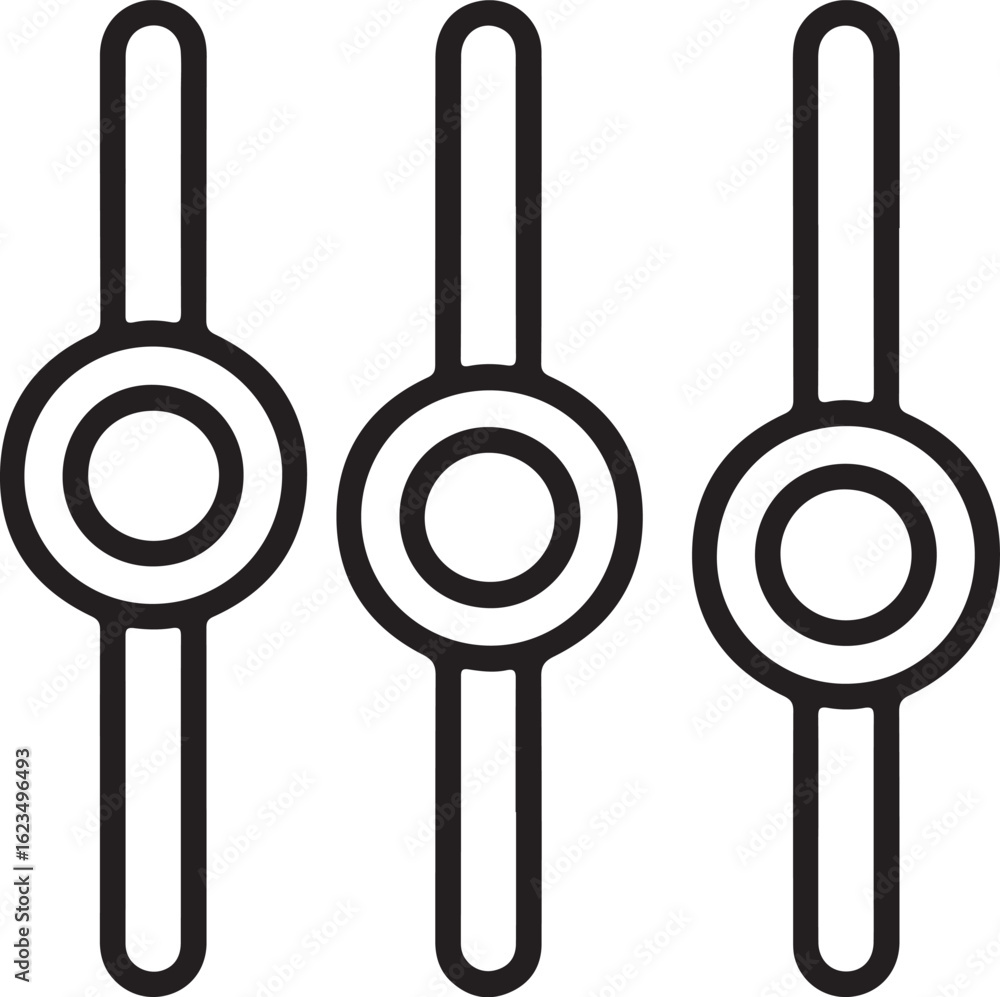 Poster simple line art icon representing audio equalizer sliders or control knobs