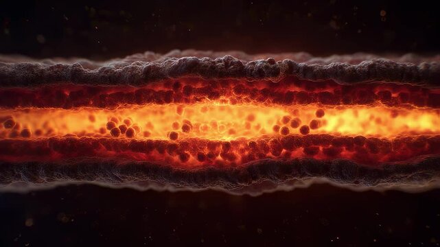 Animated sequence depicting fiery meninges layers swelling as cerebrospinal fluid becomes turbid with multiplying bacteria.