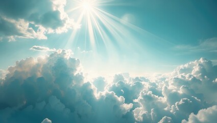 Bright sunlight shining through clouds in a daytime sky.