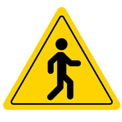 Yellow road sign, pedestrian silhouette Fitness trackers,Pedestrian Walkway 