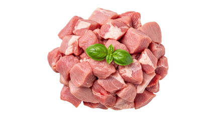 Isolated Diced Pork with Basil