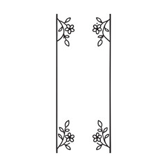 climbing flower border design silhouette sketch with vines