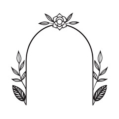 boho floral arch frame silhouette sketch with natural style