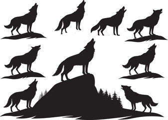 Majestic Wolf Silhouette Vector | Black Animal Clipart | Minimalist Wildlife Design