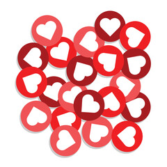 Scattered Love Symbols in Shades of Red and White Background ideal for romantic valentine