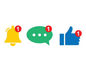 Colorful Notification Icons Representing Alerts, Messages, and Social Media Updates