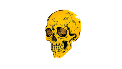 Illustrated yellow skull horror Halloween head skeleton