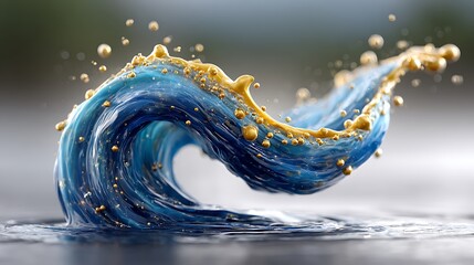 Liquid chrome surface with turbulent waves, forming natural reflections and distorted shapes across a fluid, high-gloss backdrop