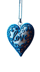 Heart embroidery blue love valentines vertical