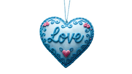 Heart embroidery blue love valentines