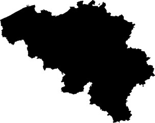 Silhouette of Belgium map illustration isolated on a transparent background