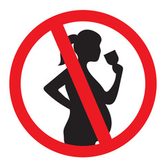 No alcohol during pregnancy period vector sign illustration isolated