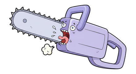 Isolated Cartoon Chainsaw Character with Expression