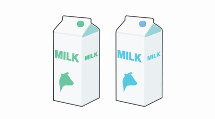 Milk Box Color Icon Set. Vector editable color flat illustration set of a box of milk