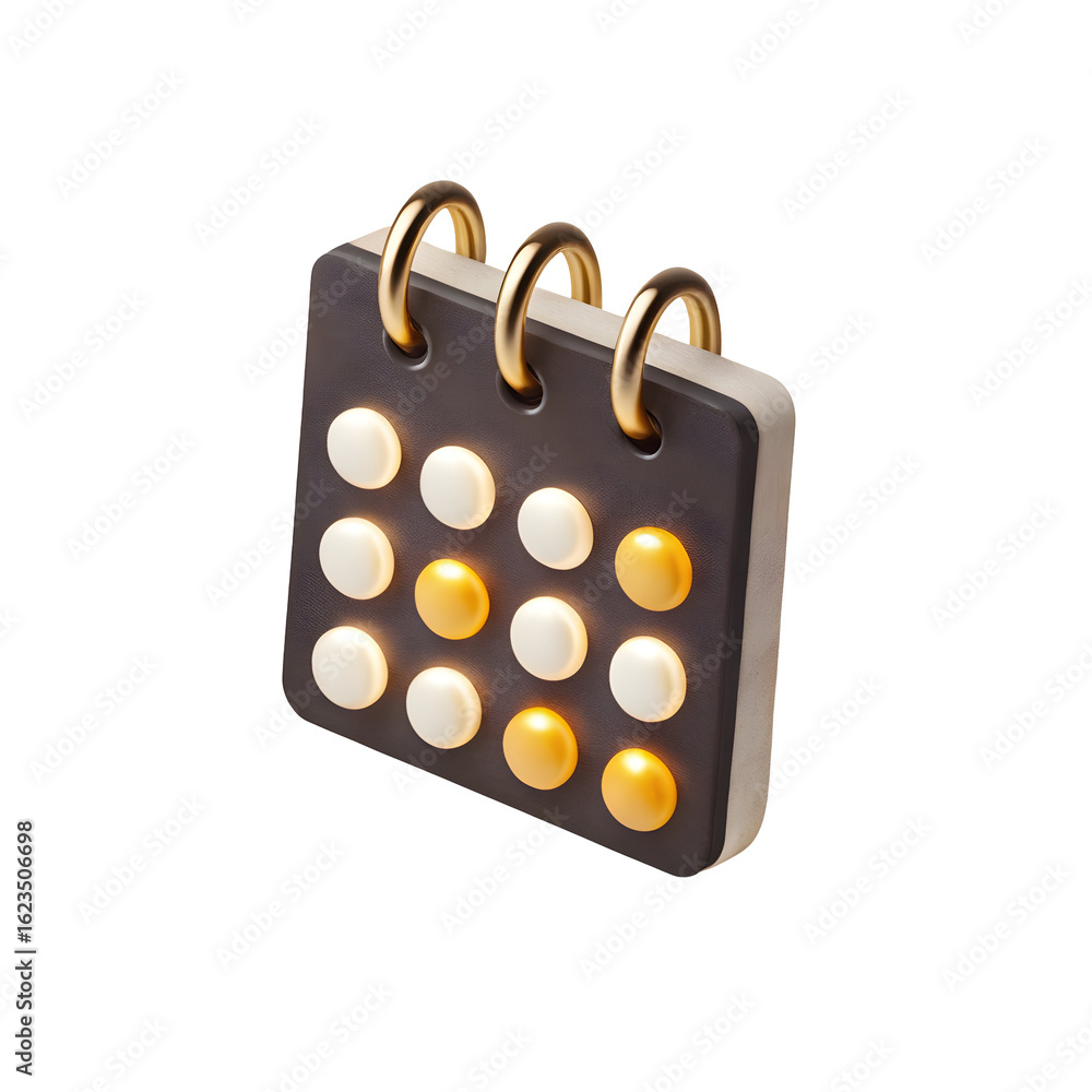 Aufkleber calendar with glowing dates isolated on a transparent background