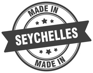 Made in Seychelles round sign. Made in Seychelles stamp.