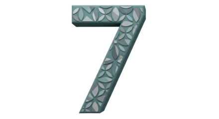 Isolated Number Seven with Floral Pattern