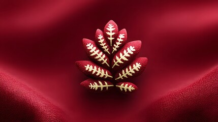 Lush red velvet with complex golden motifs arranged in symmetrical regal patterns, glowing softly to create depth and sophistication