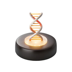 Glowing D N A helix on illuminated platform isolated on a transparent background