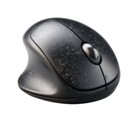 Using a modern ergonomic mouse for enhanced productivity at home office isolated on transparent background, png