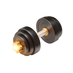 Black dumbbell golden star knob isolated on a transparent background