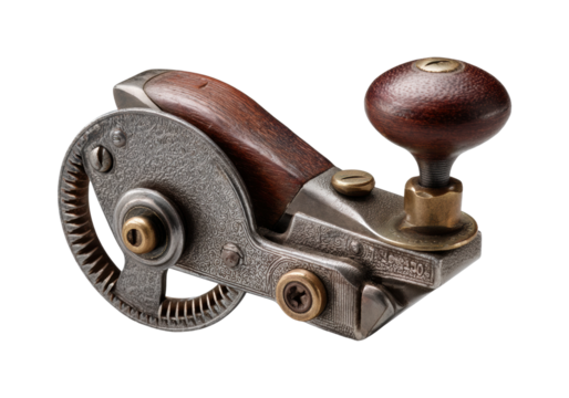 Vintage handheld planer tool workshop product isolated on transparent background, png