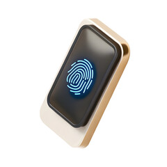 Glowing fingerprint scanner device isolated on a transparent background