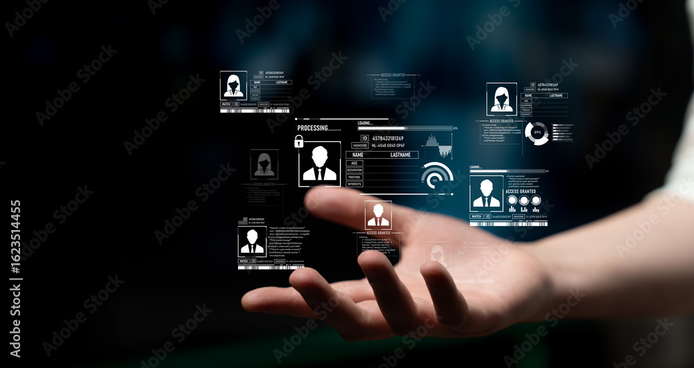 Poster id security ensures personal data protection with secure login systems, digital identity safeguards,