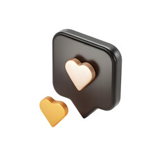 Golden hearts on dark notification isolated on a transparent background