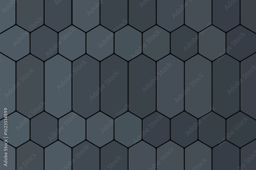 Poster a dark gray geometric pattern featuring hexagons and elongated hexagons arranged in a tiled design