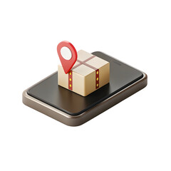 Package tracking on smartphone isolated on a transparent background