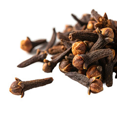 Closeup of Dried Cloves Aromatic Spice Texture Isolated On Transparent Background