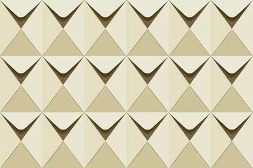 A repeating pattern of tan triangles with curved indentations creating a geometric design element
