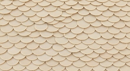 Close up of a repetitive pattern of overlapping beige semi circles creating a textured surface ai generative