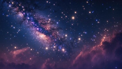 Fototapeta premium A clear view of the galaxy and stars in space. Deep space, cosmos, astronomy, universe, night sky, celestial bodies.