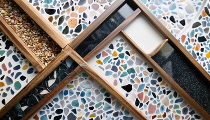 sophisticated terrazzo slab a captivating blend of geometric shapes and polished texture for modern design applications