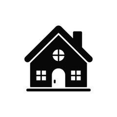 Fototapeta premium Simple black silhouette of a house with chimney and windows
