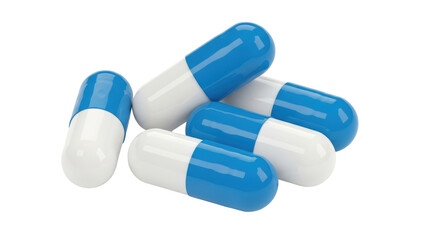 Isolated Blue and White Capsules