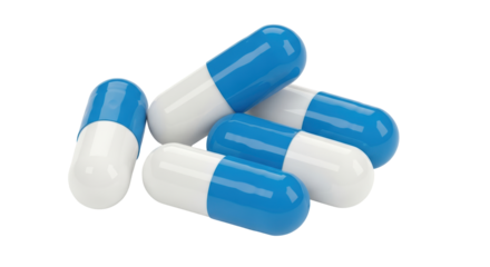 Isolated Blue and White Capsules