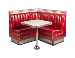 Retro diner seating area cozy restaurant interior design classic style isolated on transparent background, png