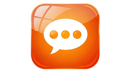 Isolated Orange Speech Bubble with Three Dots