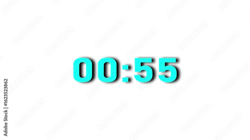 Poster circle countdown timer one minute animation from 60 to 0 second with alpha channel, 60 second countd