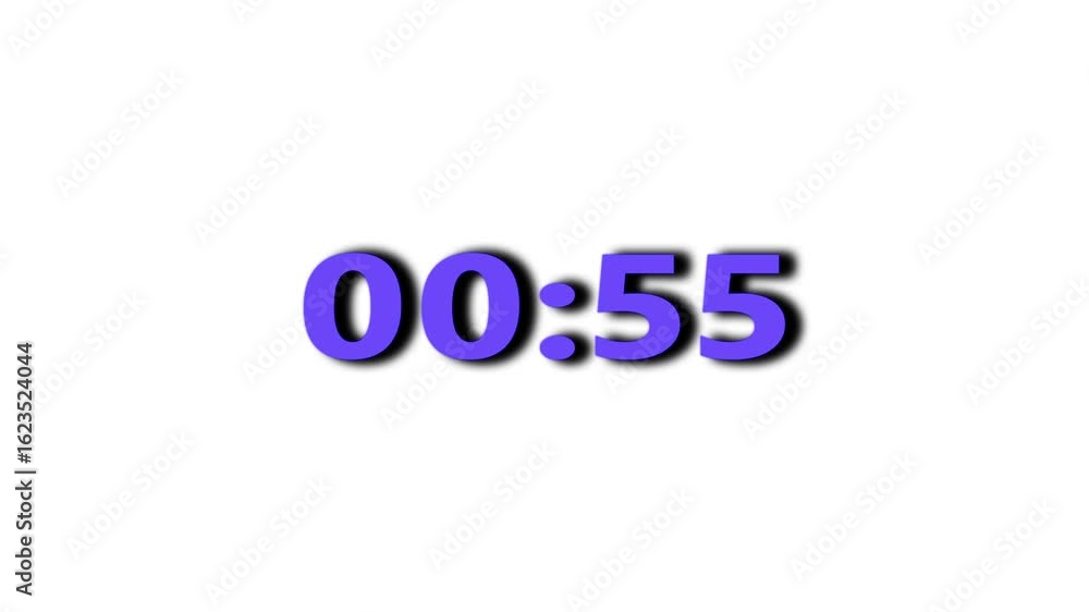 Poster countdown one minute animation from 60 to 0 seconds, counting from one one minute to zero ,60 second