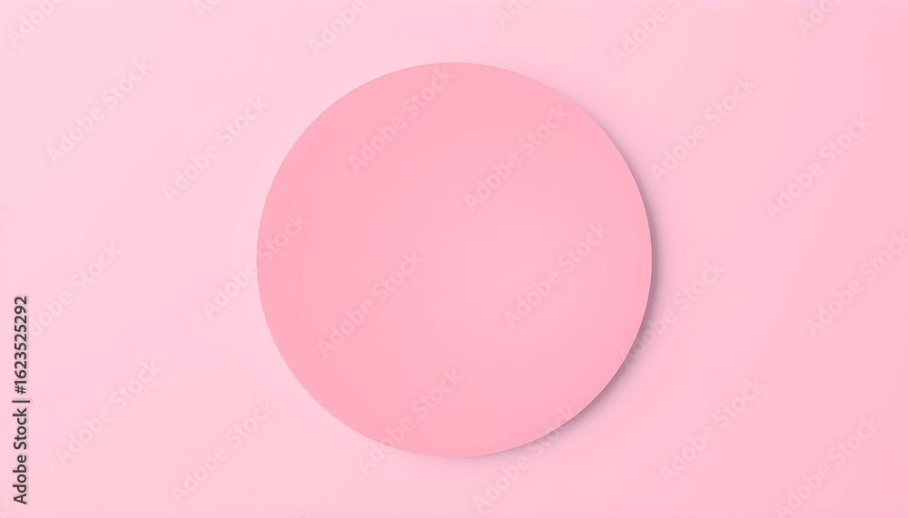 Poster a pink circle is centered on a matching pink background, creating a minimalist, monochromatic compos