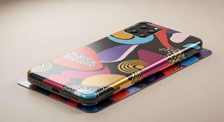 Stylish phone with colorful abstract design for creative expression